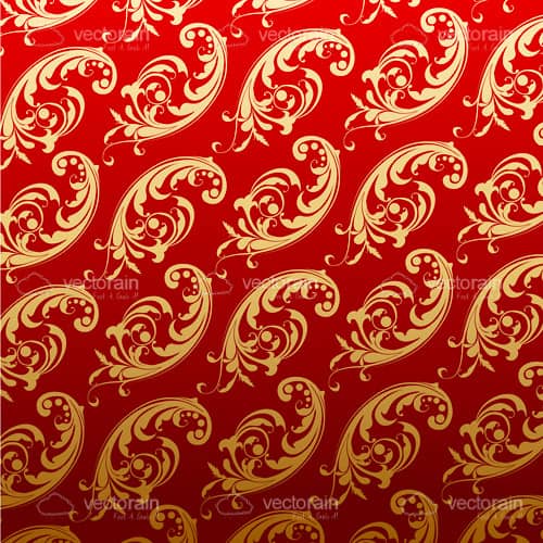 Abstract Red and Gold Floral Background
